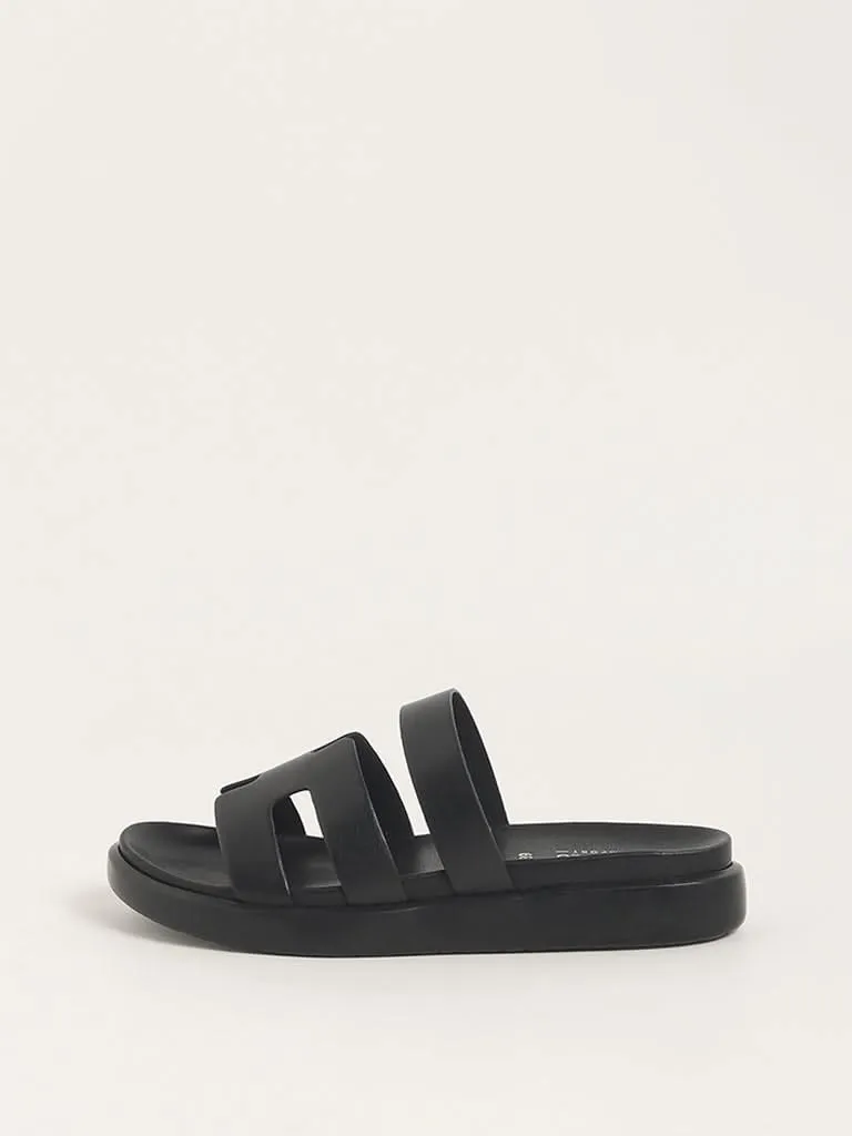 LUNA BLU Black Two-Strap Sandals