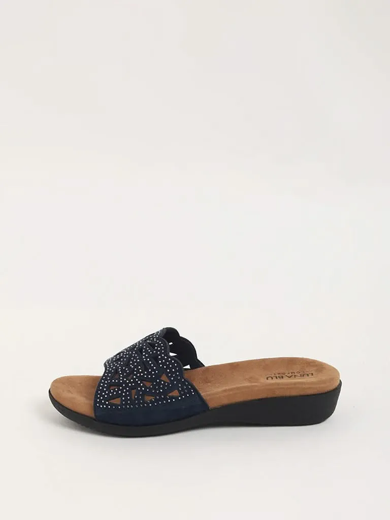 LUNA BLU Blue Studded Sandals