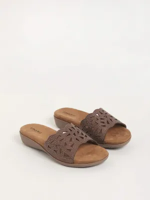 LUNA BLU Brown Studded Sandals