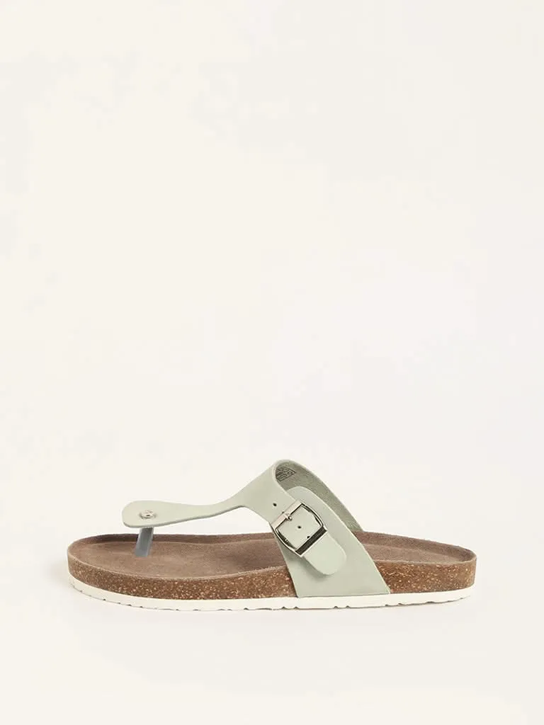 LUNA BLU Green T-Bar Comfort Sandals