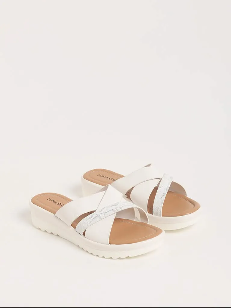 LUNA BLU White Strappy Slides