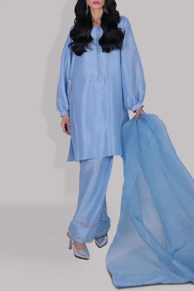 Luxe Edit '23 - Blue Bell Raw Silk Tunic Set