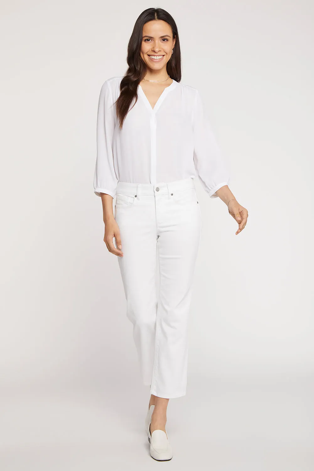 Marilyn Straight Ankle Jeans In Petite - Optic White