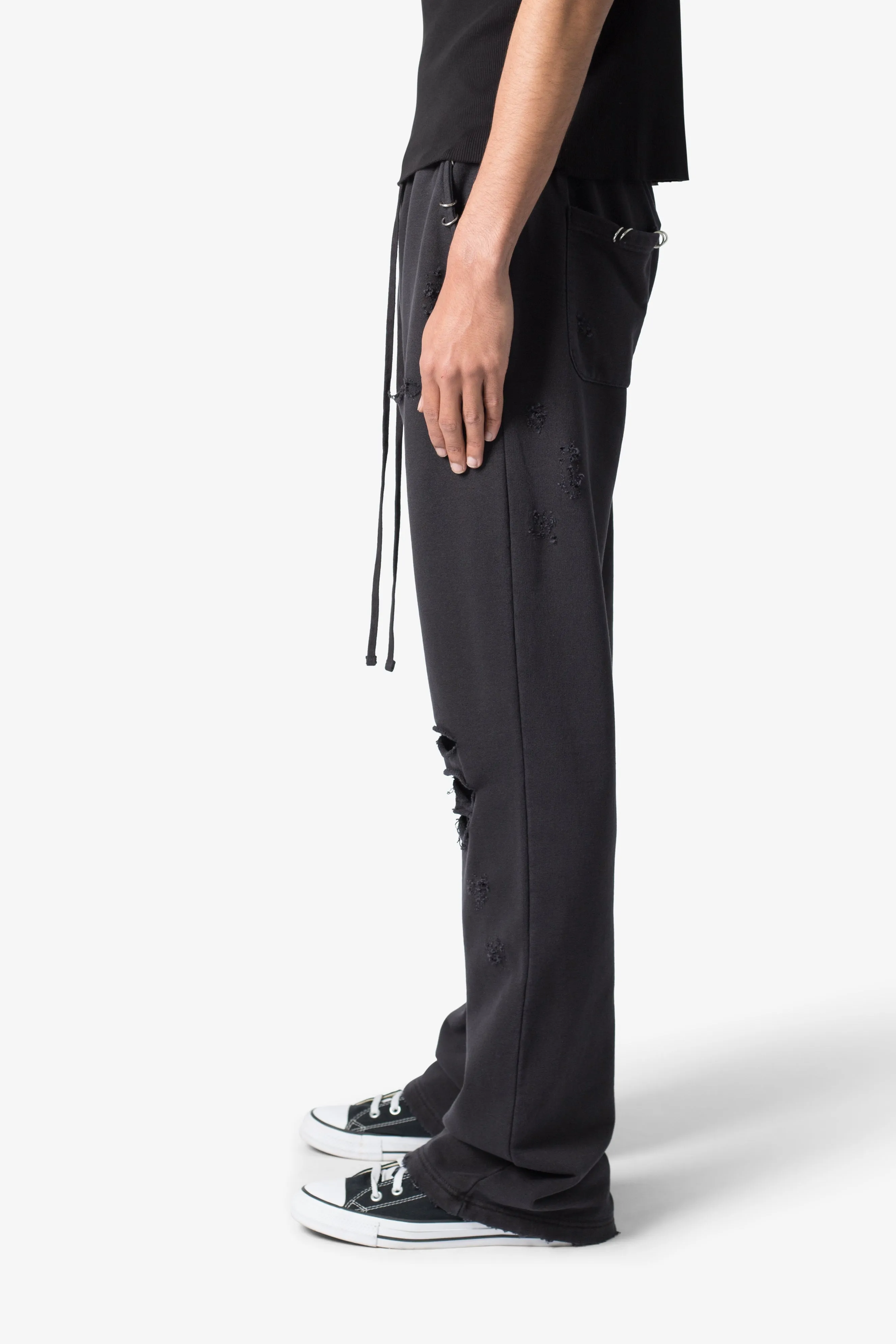 Metal Ring Flared Sweatpants - Black