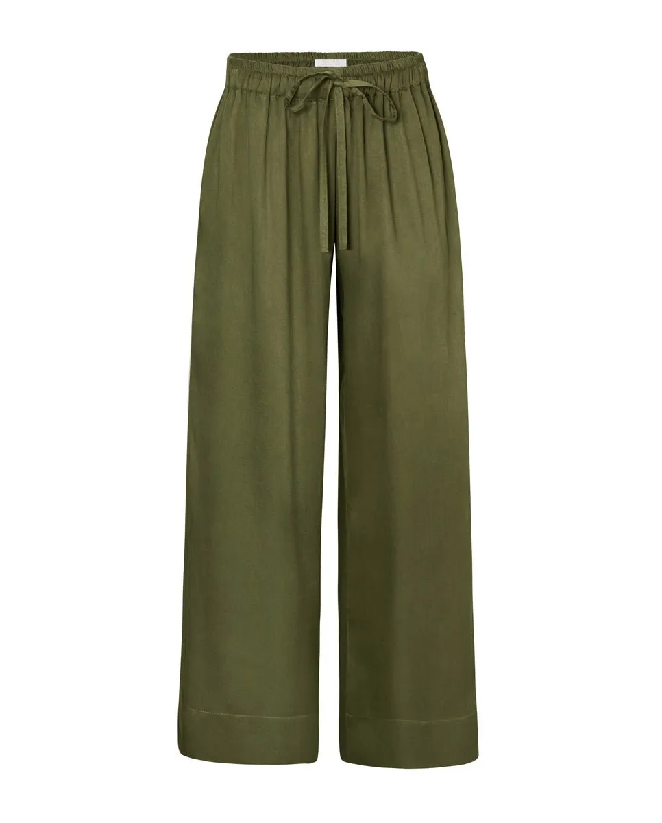 Metis Organic Bamboo Satin Lounge Pant - Olive