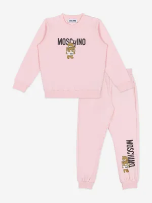 Moschino Baby Girls Bear Logo Tracksuit in Pink