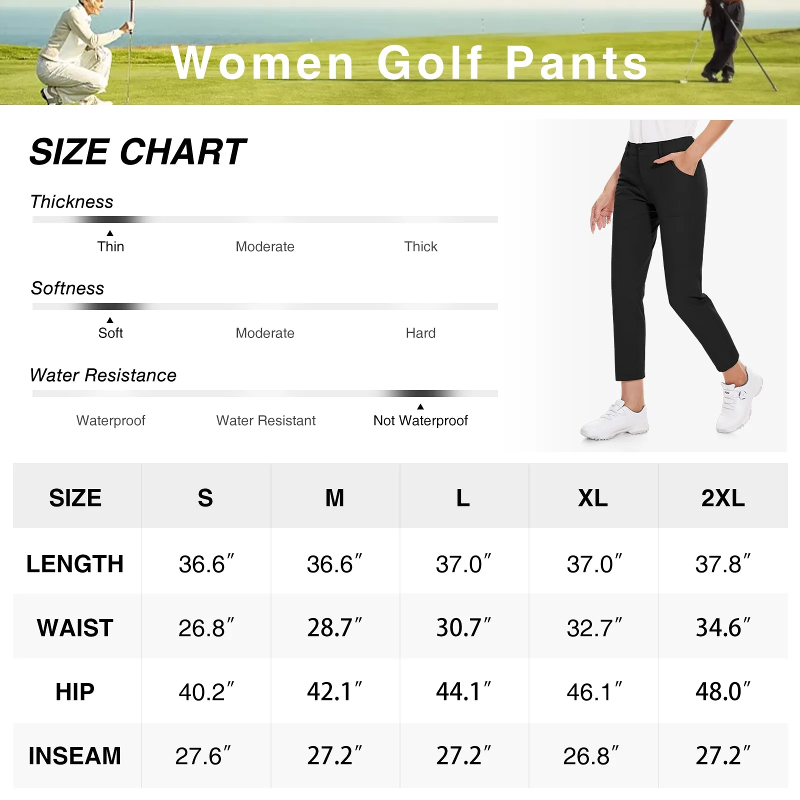 MOTEEPI Women's Lightweight Stretchy Work Hiking  Golf Pants