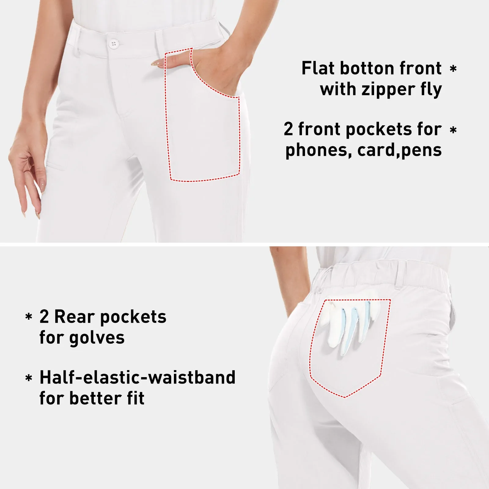 MOTEEPI Women's Lightweight Stretchy Work Hiking  Golf Pants