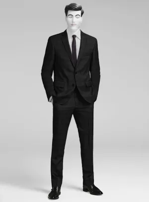 Napolean Brook Overcheck Black Wool Suit