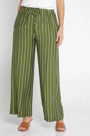 Neave Pants - Green/White Stripe