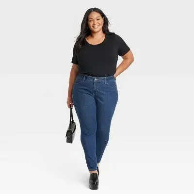 New - Ava & Viv Womens Mid Rise Classic Fit Full Mid-Rise Skinny Jeans Midweight