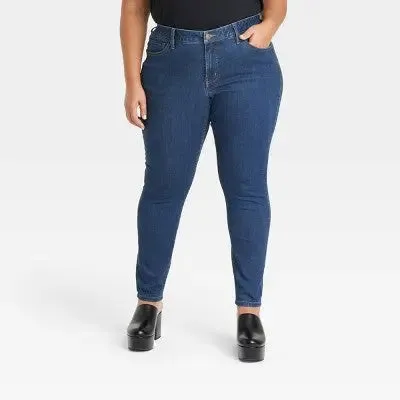 New - Ava & Viv Womens Mid Rise Classic Fit Full Mid-Rise Skinny Jeans Midweight