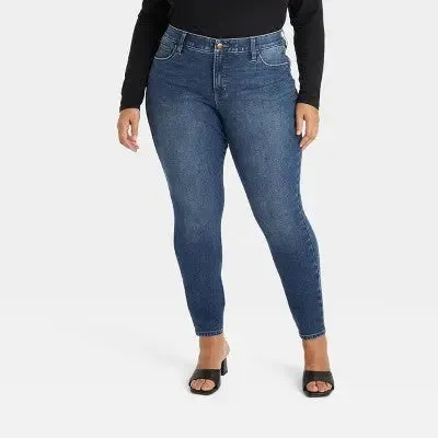 New - Ava & Viv Womens Mid Rise Classic Fit Full Mid-Rise Skinny Jeans Midweight