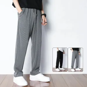 New Fashion Straight Pants Men's Loose Thin Section Drape Ice Silk Pants Wide Leg Sports Pants Solid Color Thin Casual Trousers