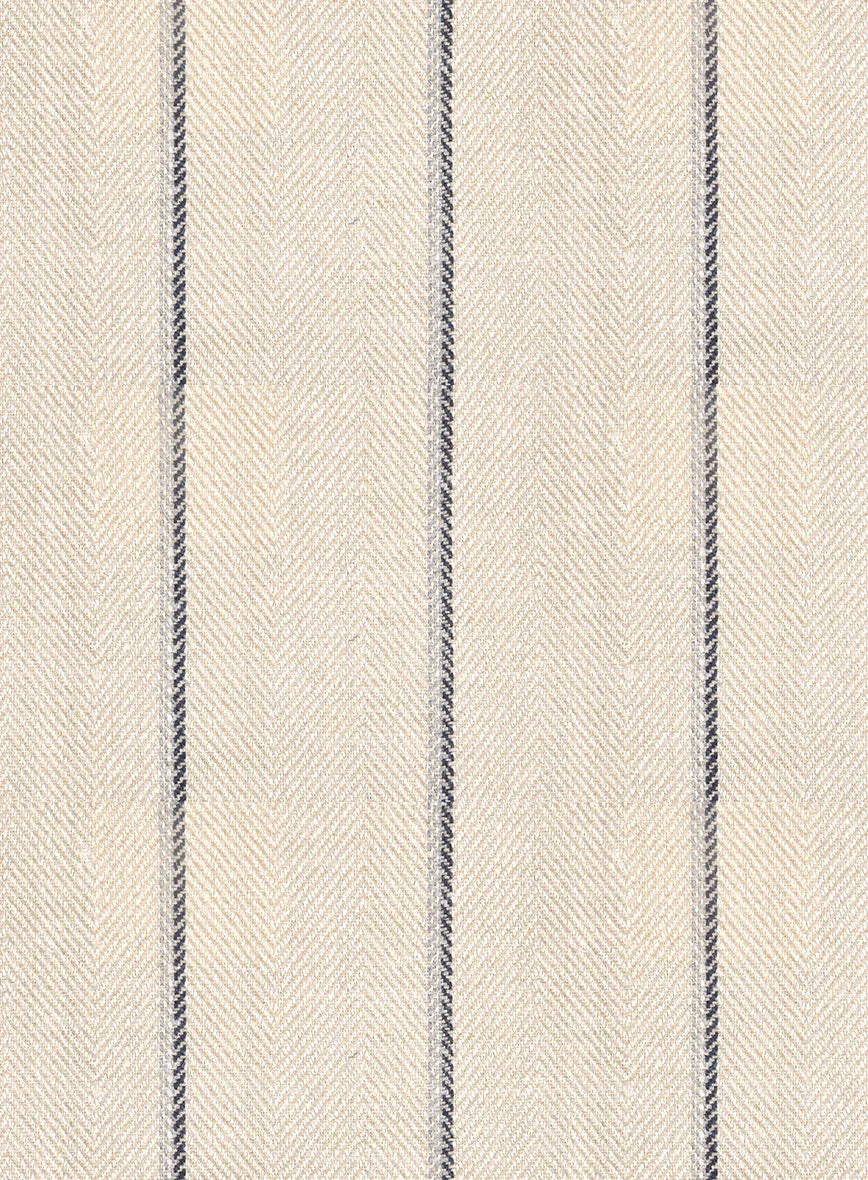 Noble Rosaria Cream Stripe Cotton Silk Linen Suit