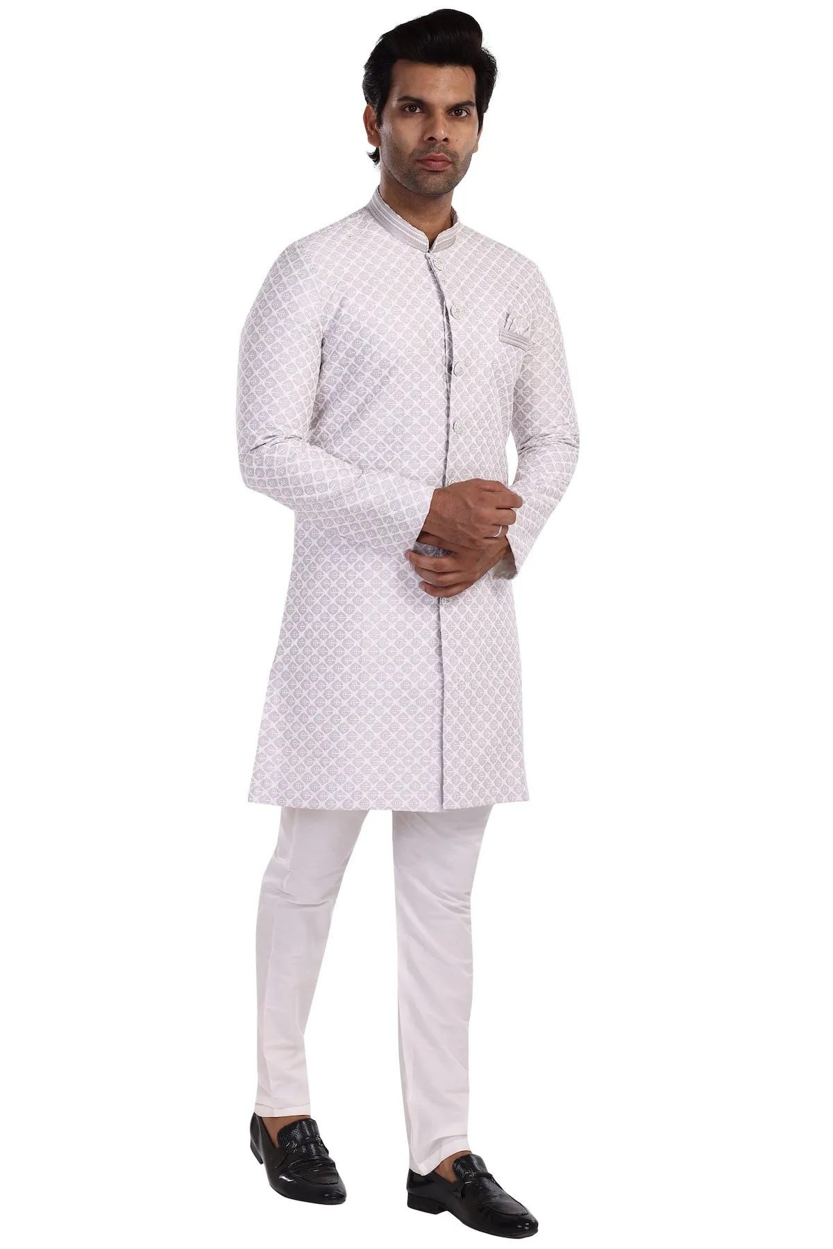 OFF WHITE SHERWANI AND PYJAMA