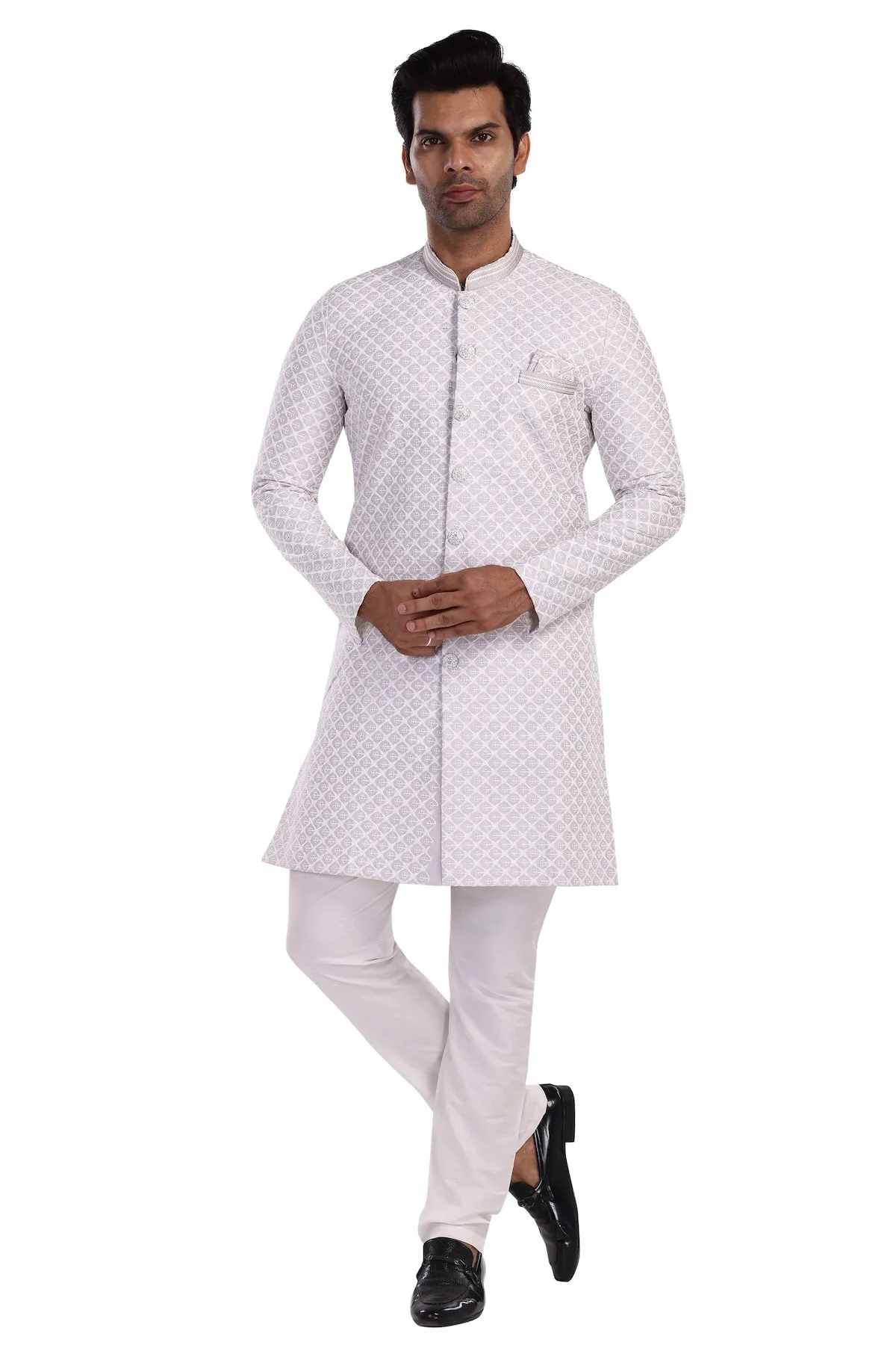 OFF WHITE SHERWANI AND PYJAMA