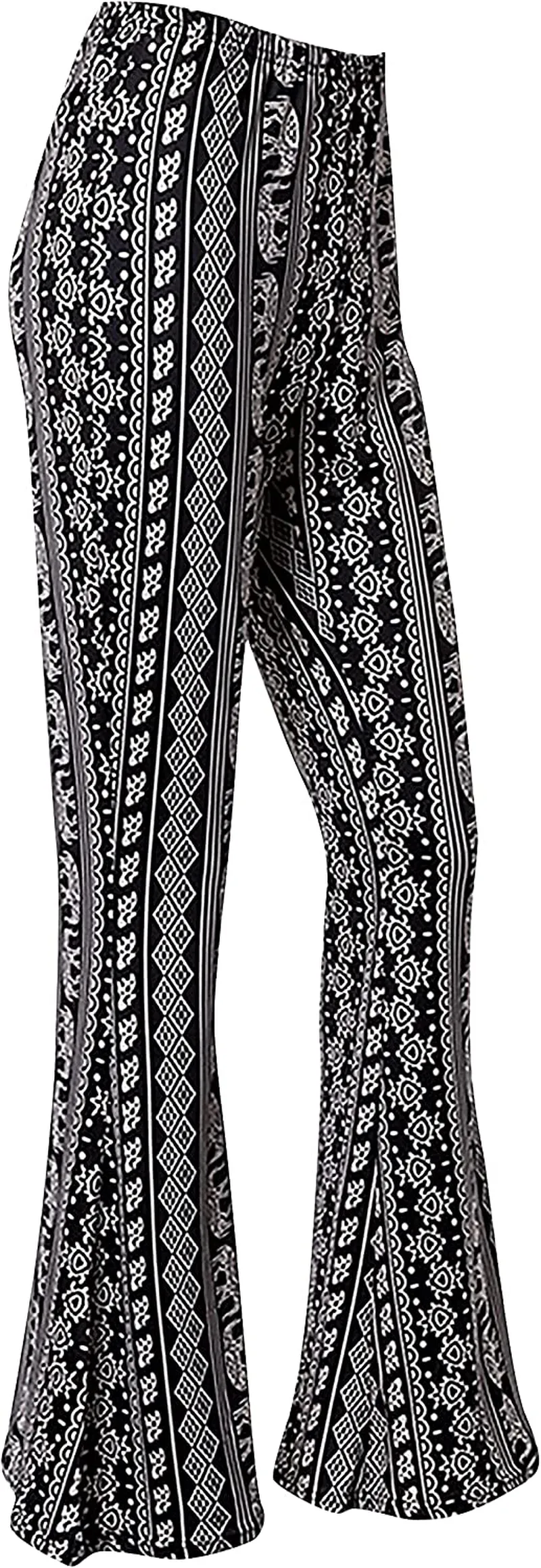 ONTBYB Wide Leg Pants for Women Boho Flare Pants Solid & Printed High Waist Palazzo Stretchy and Soft