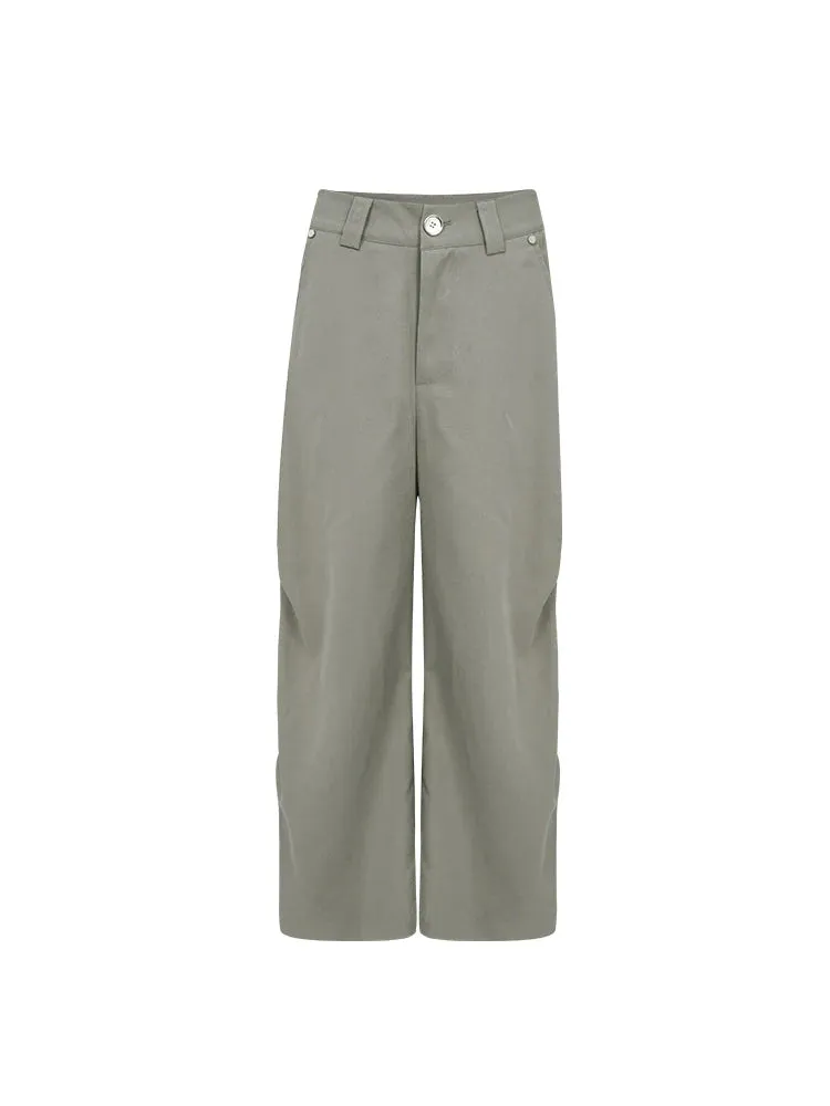 Oversized Wide-Leg Trousers in Light Sage Green