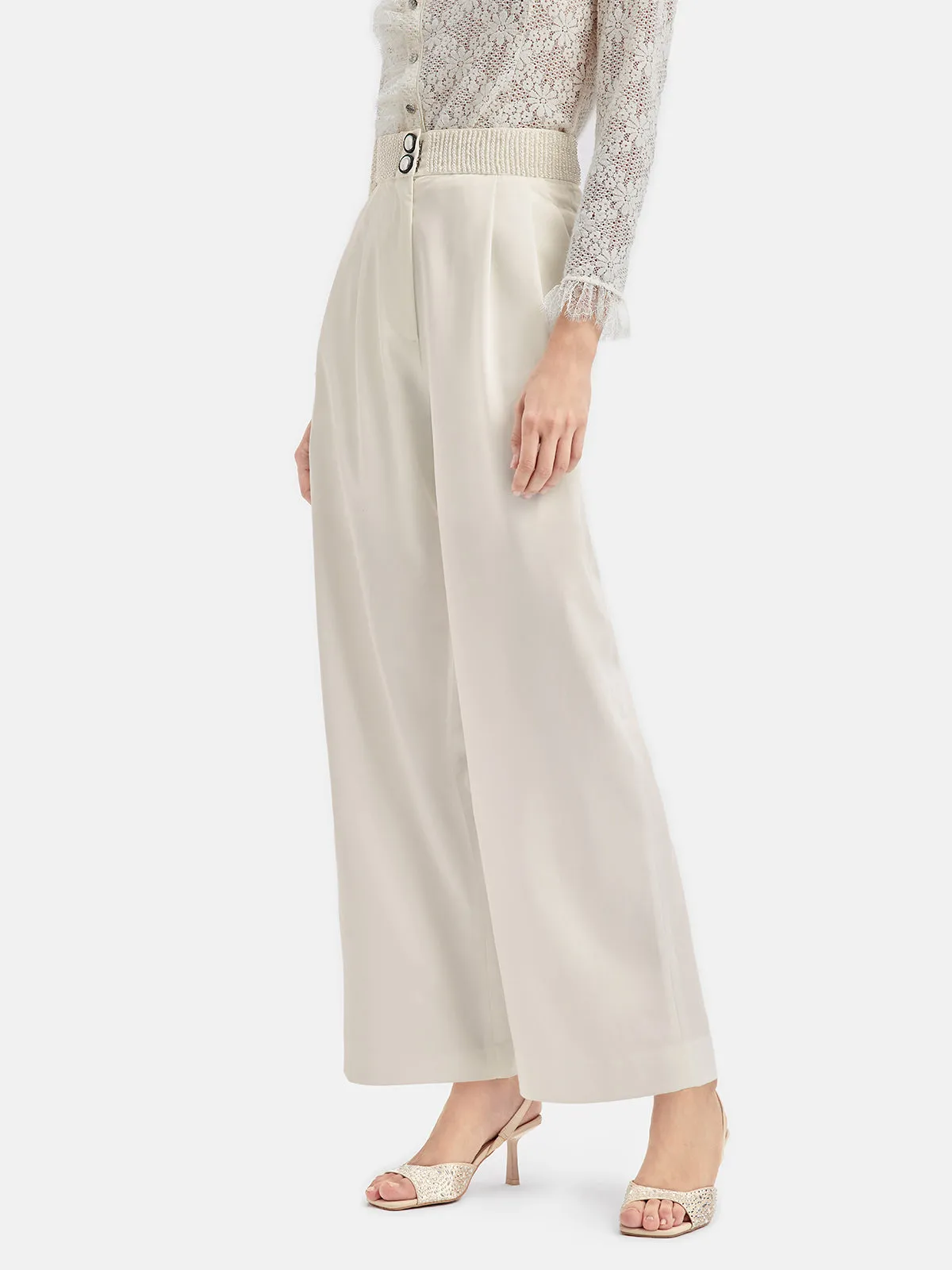 Pearl-Embellished Tailored Trousers