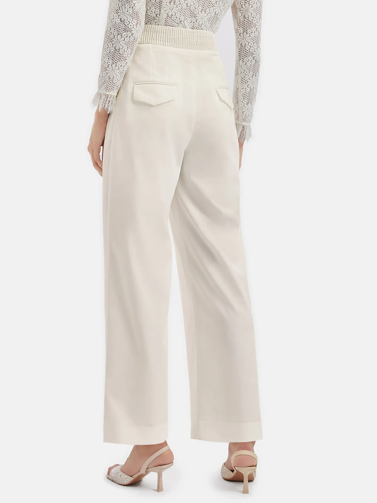 Pearl-Embellished Tailored Trousers