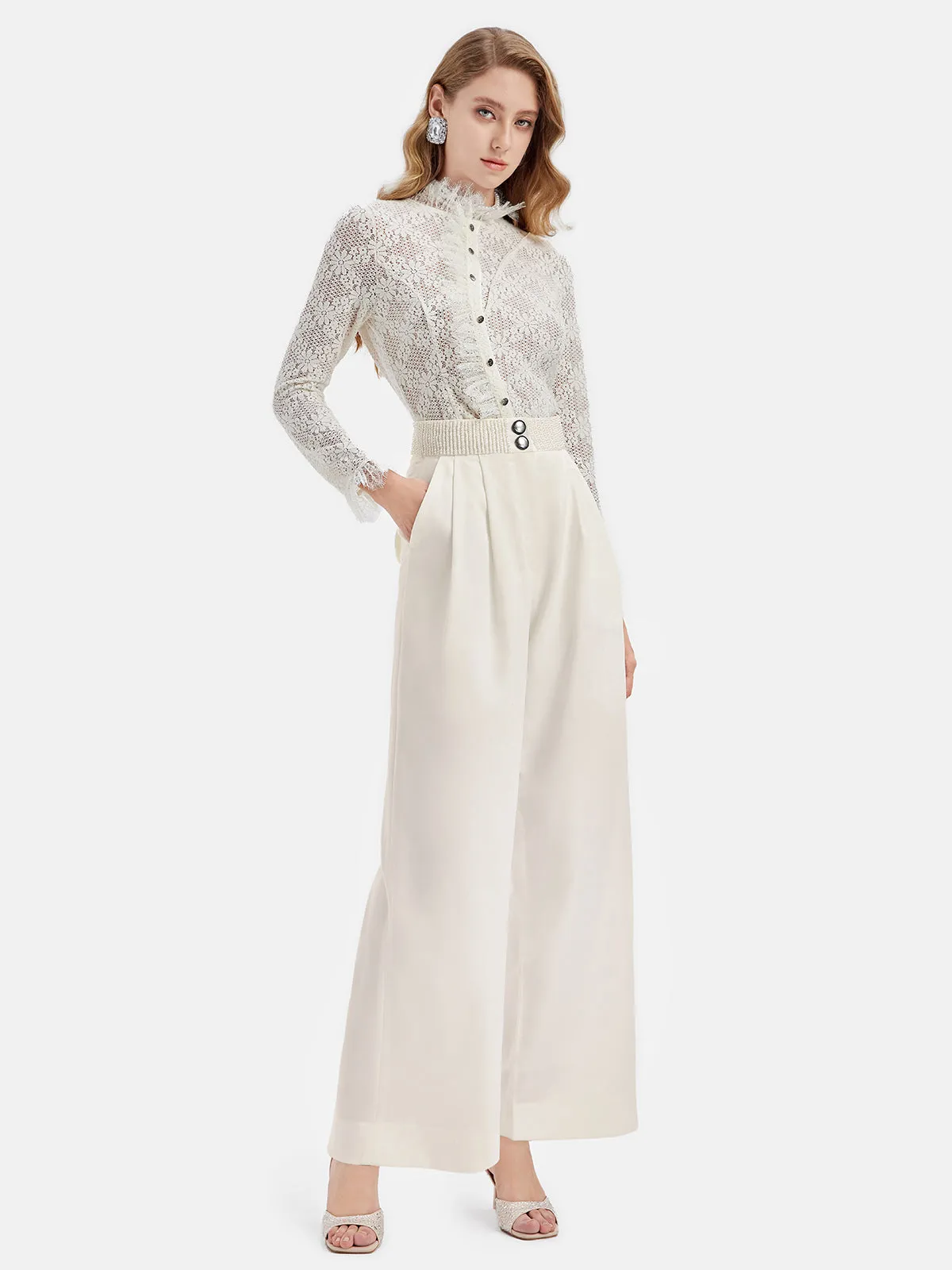 Pearl-Embellished Tailored Trousers