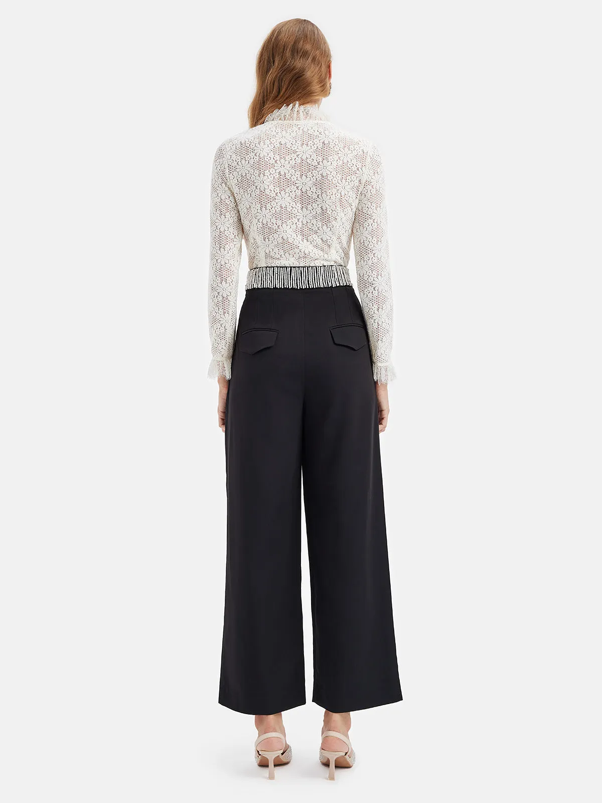 Pearl-Embellished Tailored Trousers