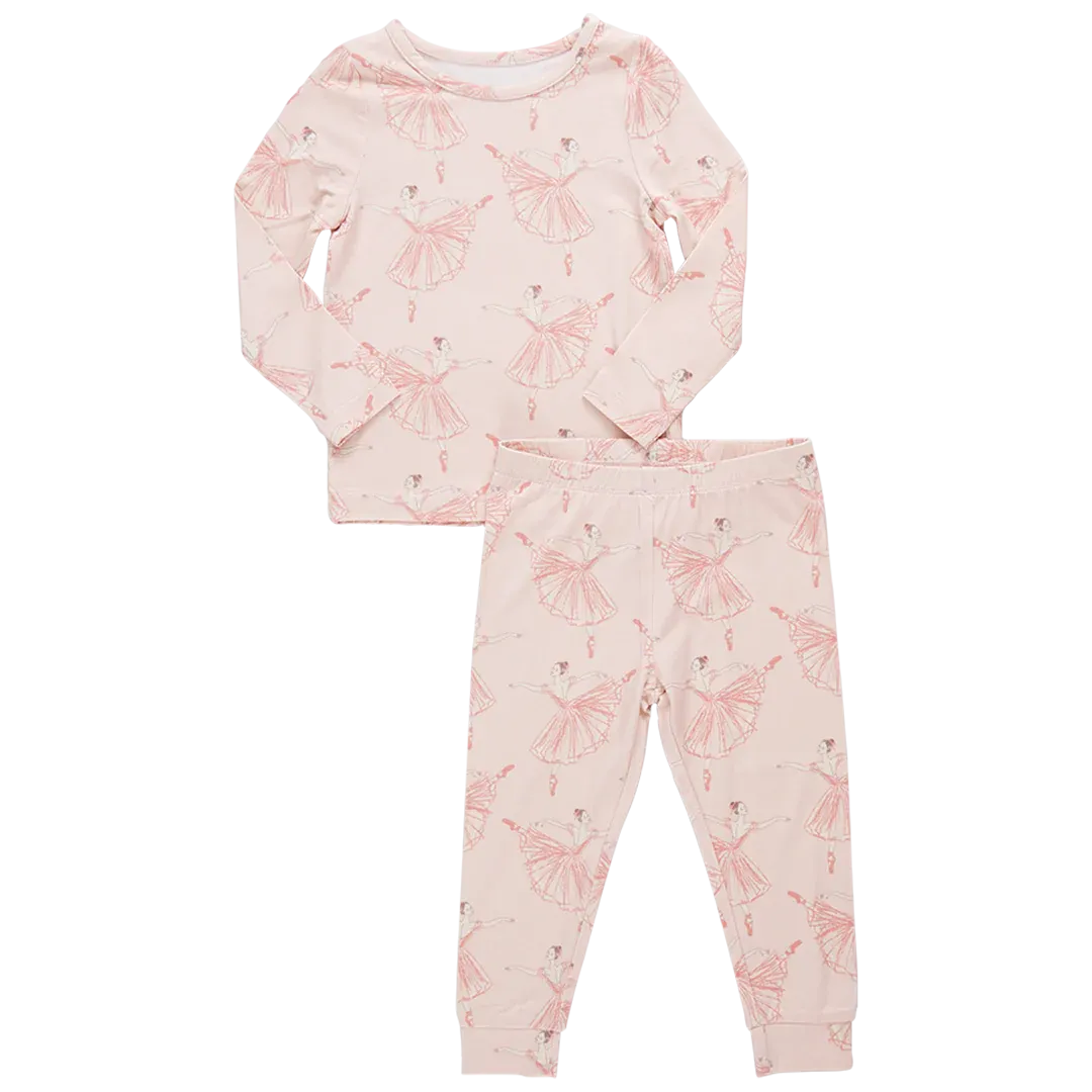 Pink Chicken Kids Bamboo PJ Set - Pink Ballerinas