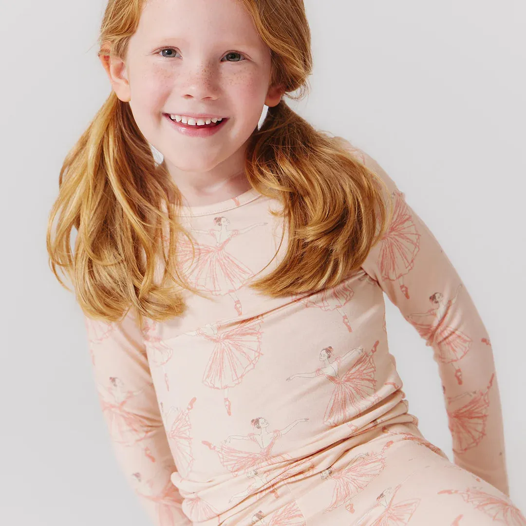 Pink Chicken Kids Bamboo PJ Set - Pink Ballerinas