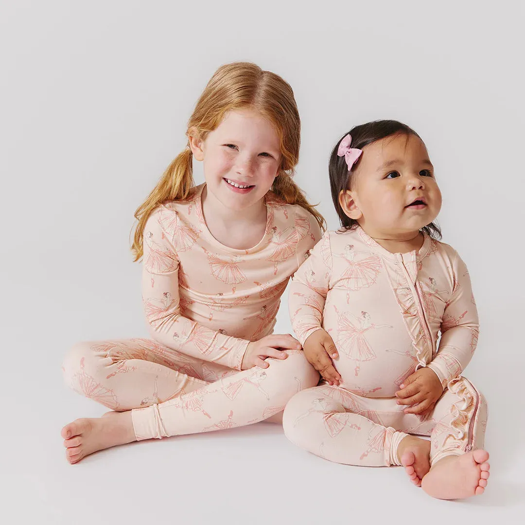 Pink Chicken Kids Bamboo PJ Set - Pink Ballerinas