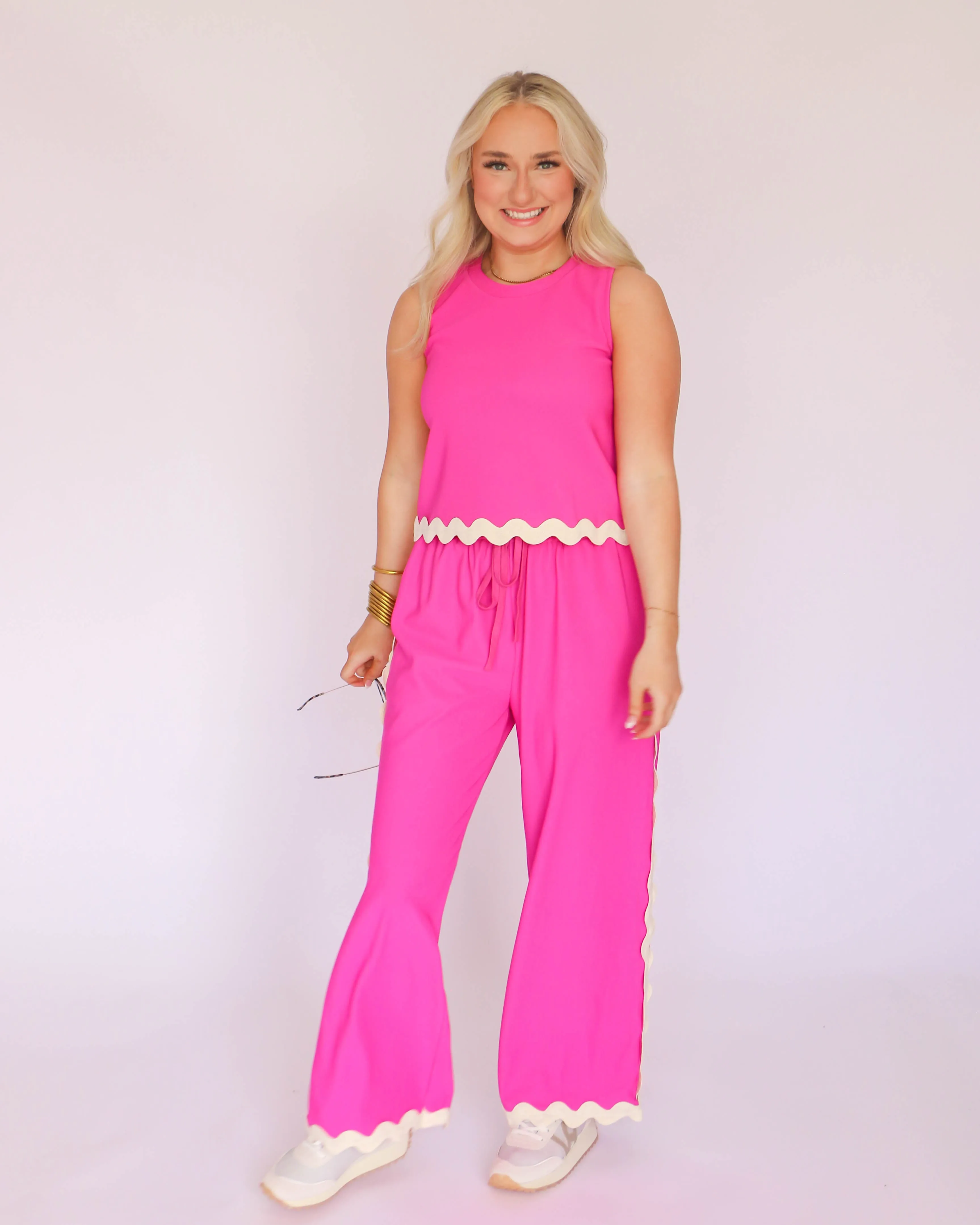 Pink Two Piece Set with White Trim