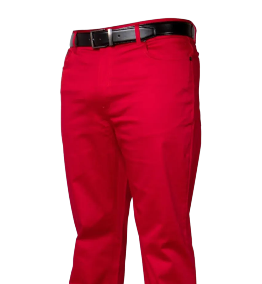 Red Men's Jeans Classic Fit Stretch Material By Prestige