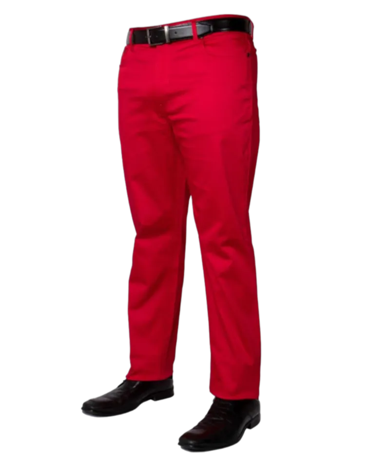 Red Men's Jeans Classic Fit Stretch Material By Prestige