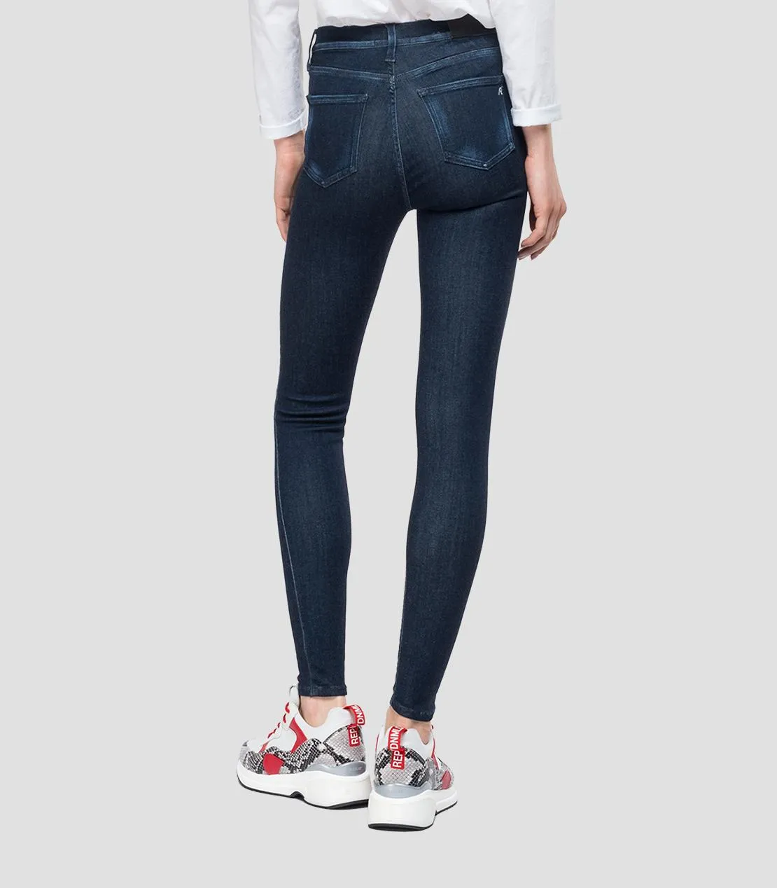 Replay Womens Touch Super High Waist Skinny Jeans, WA642 247 T40 007, Blue Power Stretch Denim