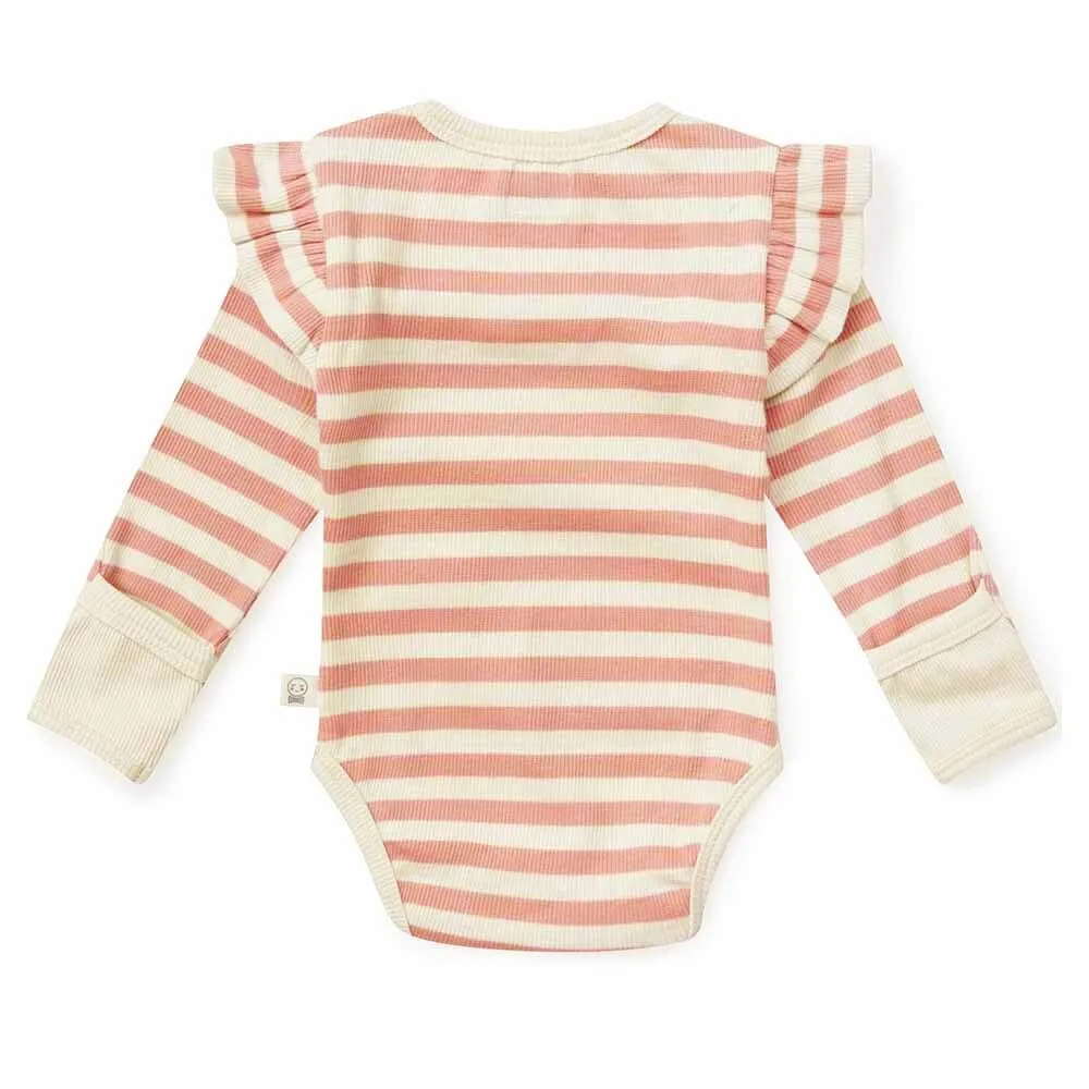 Rose Stripe Long Sleeve Organic Bodysuit