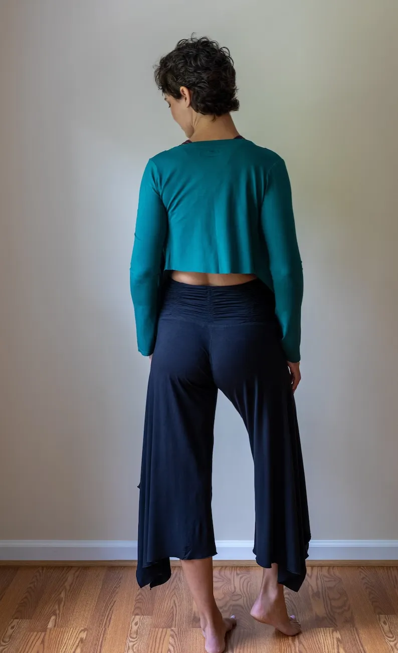 Ruched Waistband Gaucho Pants