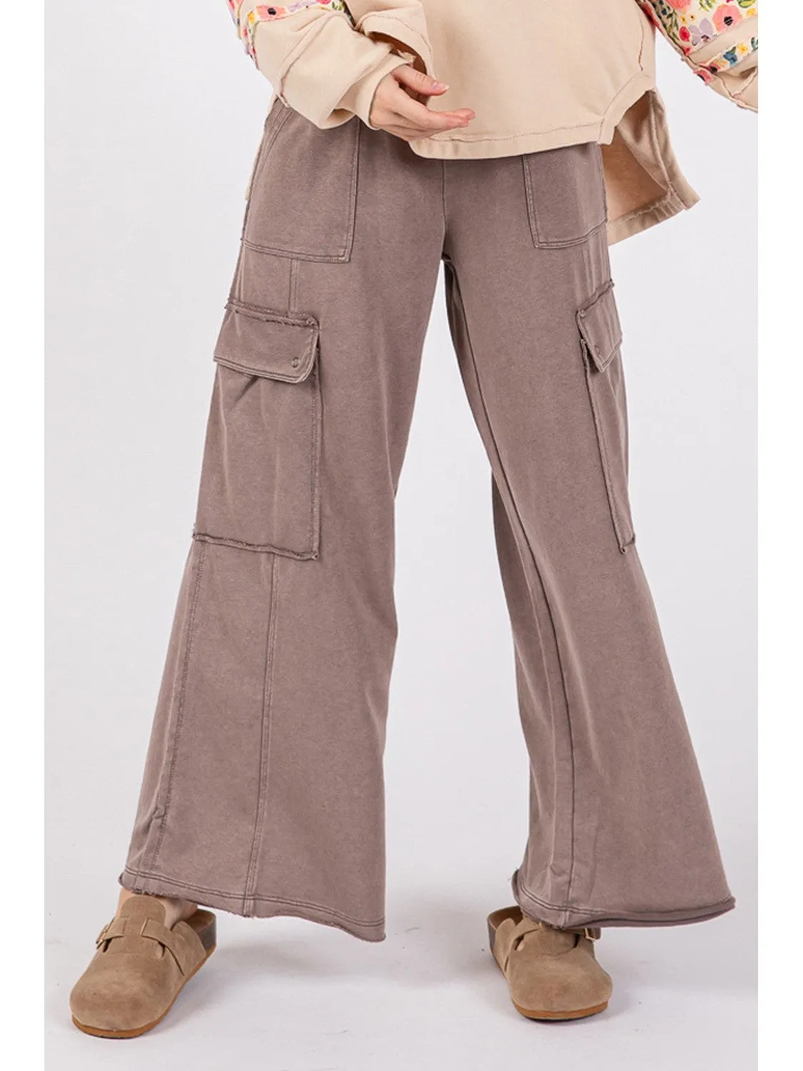 SAGE   FIG Knit Terry Mineral Wash Wide Leg Pants