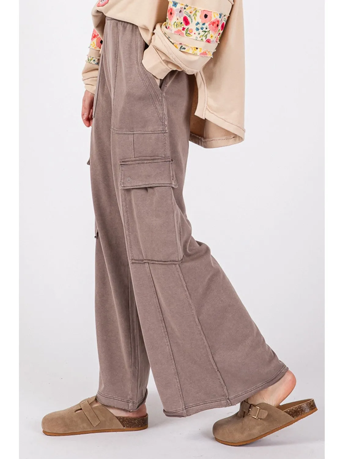 SAGE   FIG Knit Terry Mineral Wash Wide Leg Pants