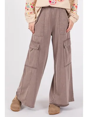 SAGE   FIG Knit Terry Mineral Wash Wide Leg Pants