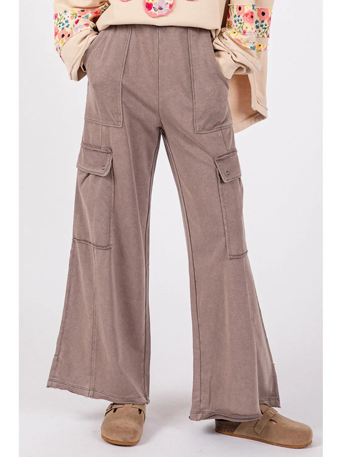 SAGE   FIG Knit Terry Mineral Wash Wide Leg Pants