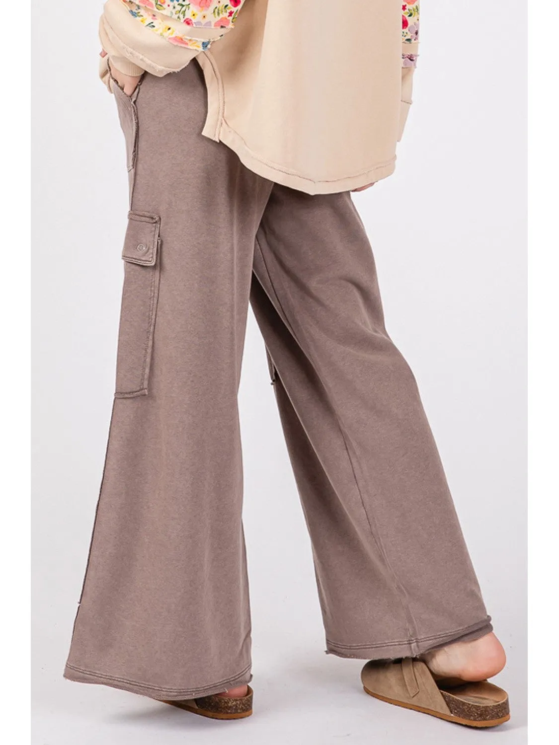 SAGE   FIG Knit Terry Mineral Wash Wide Leg Pants