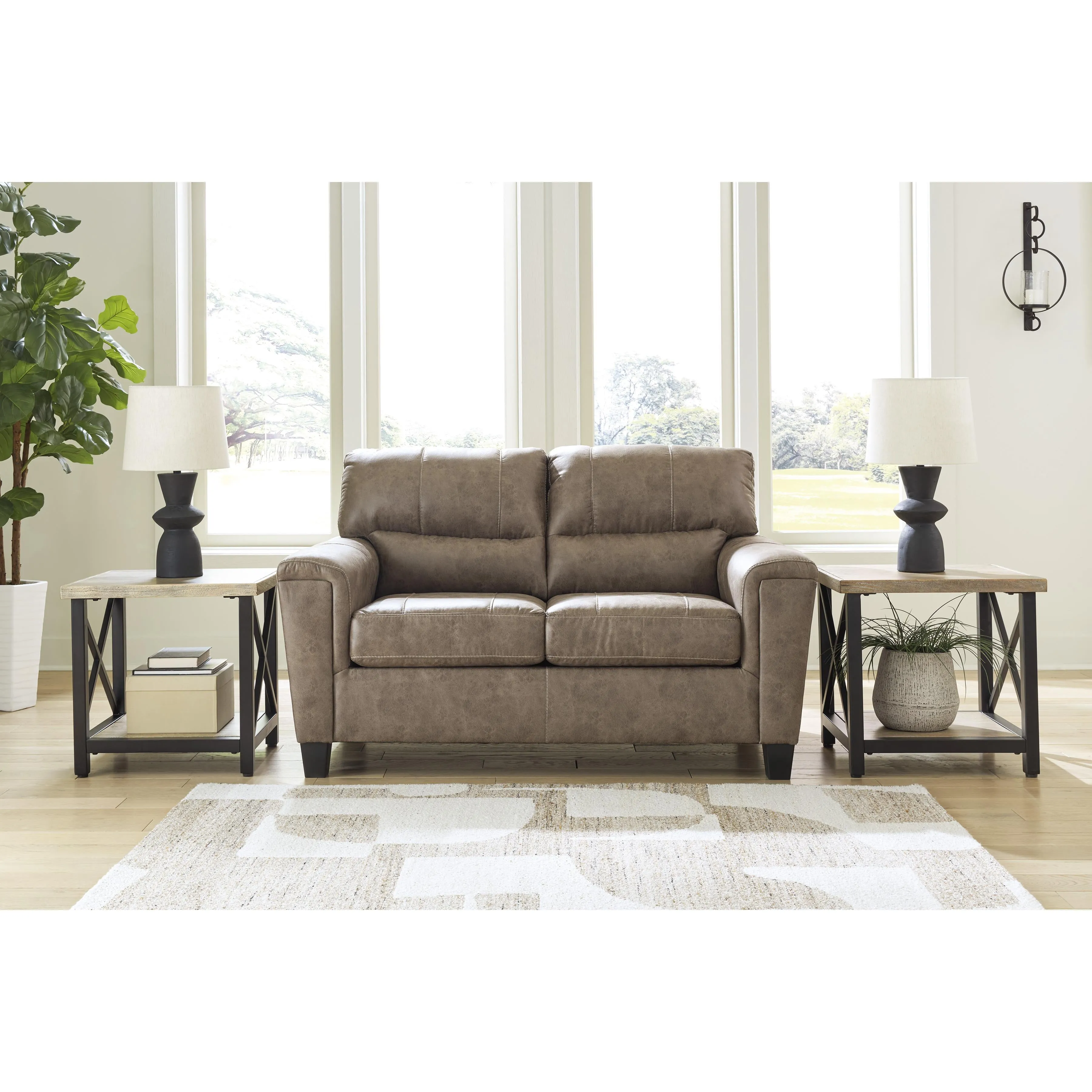 Signature Design by Ashley Navi Stationary Leather Look Loveseat 9400435