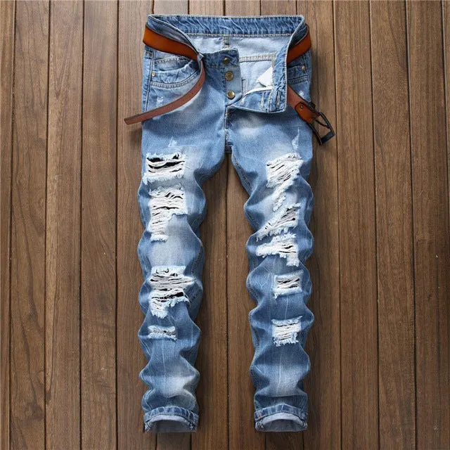 Slim fit Sky Ripped High Quality Denim