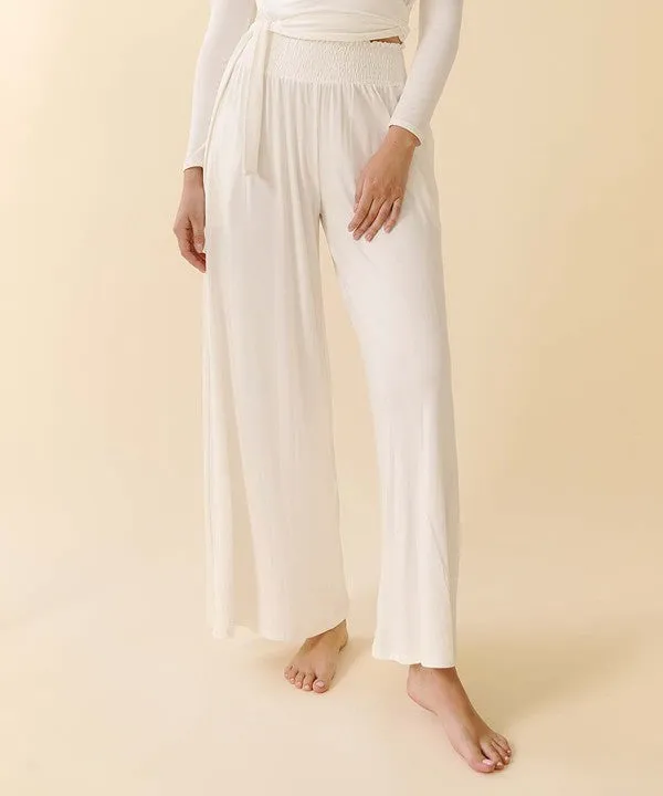 SMOCK ELASTIC WAIST MAXI PALAZZO