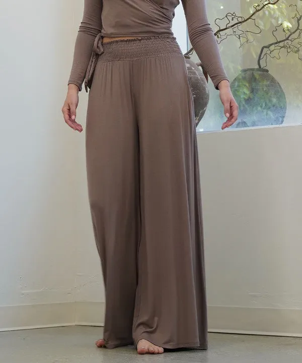 SMOCK ELASTIC WAIST MAXI PALAZZO