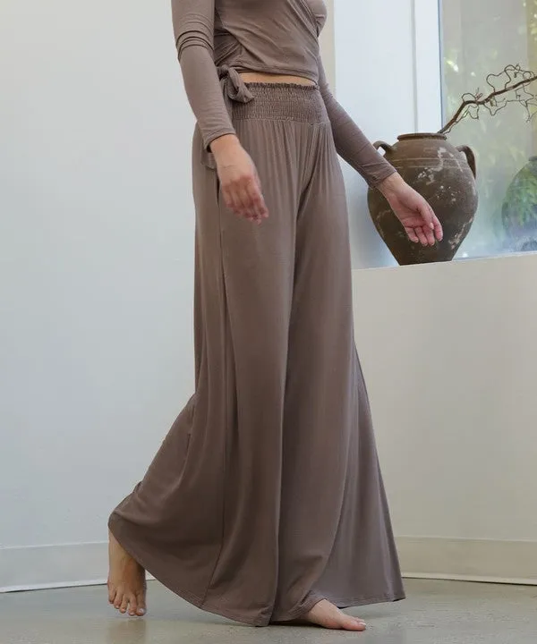 SMOCK ELASTIC WAIST MAXI PALAZZO