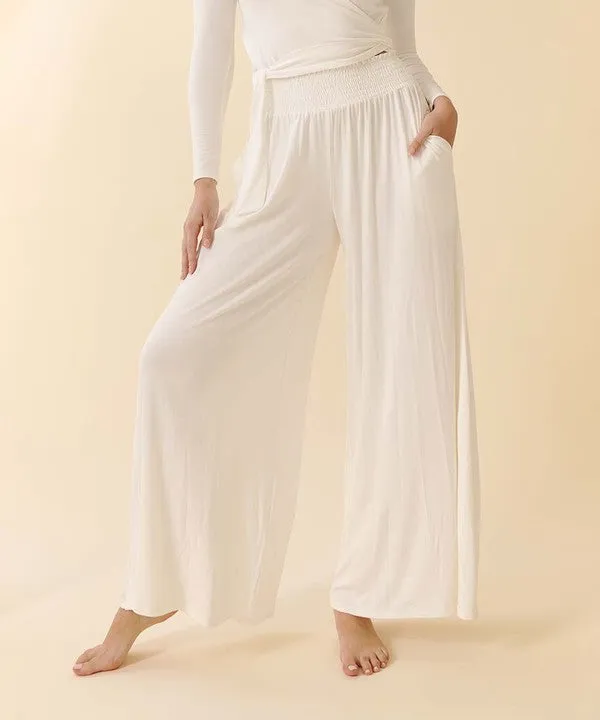 SMOCK ELASTIC WAIST MAXI PALAZZO