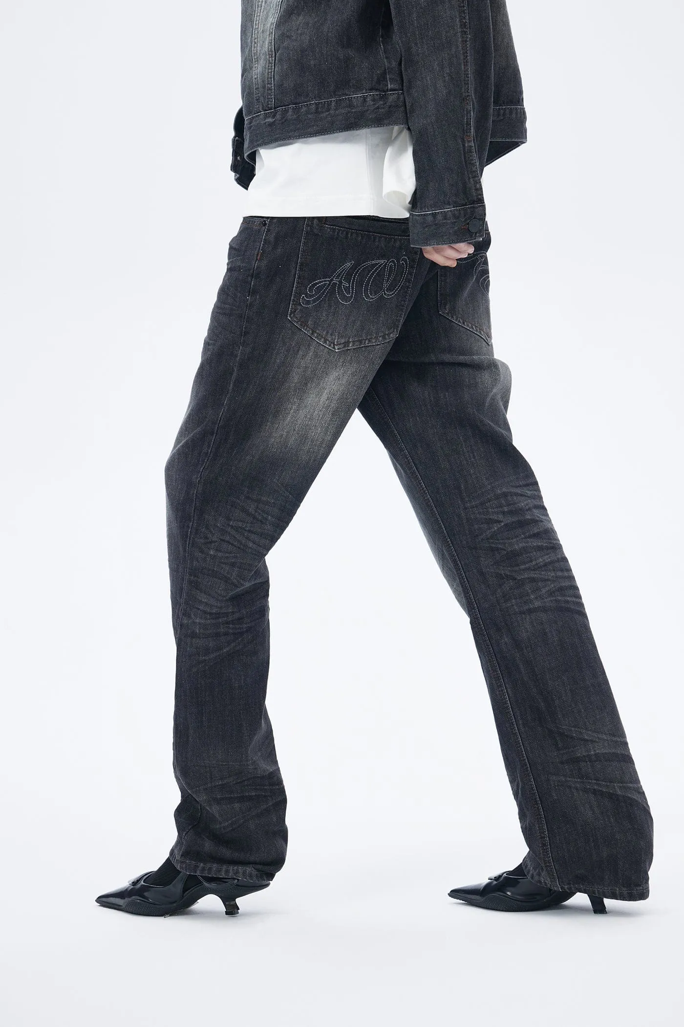 Straight Leg Charcoal Jeans