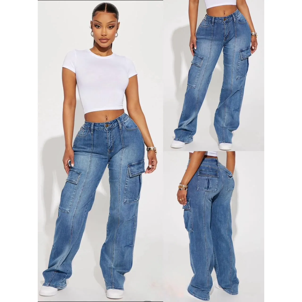 Stretch Straight Leg Cargo Jean.