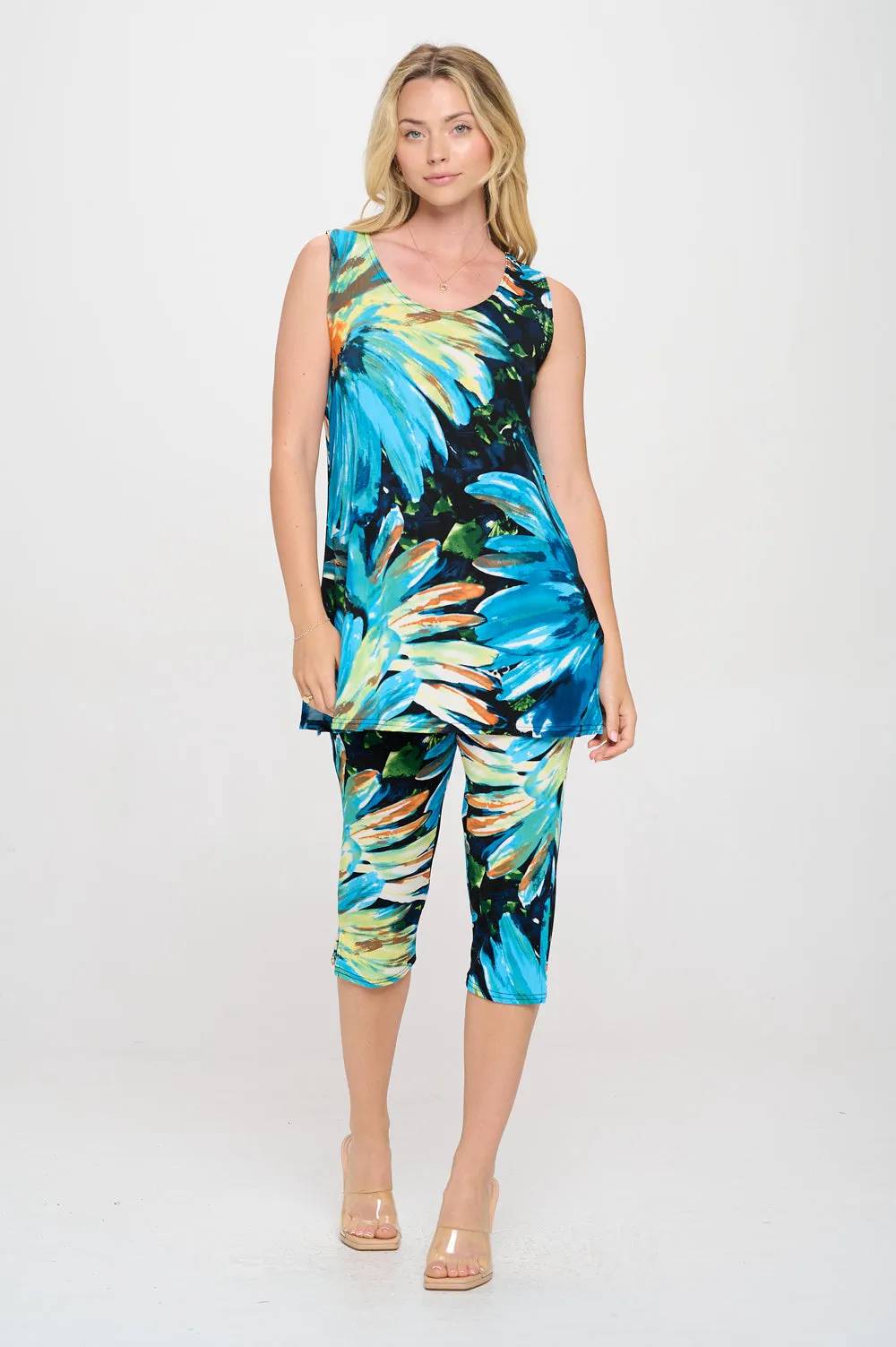 Stretchy Tank Capri Pant Set Print-9002BN-TRP1-W440